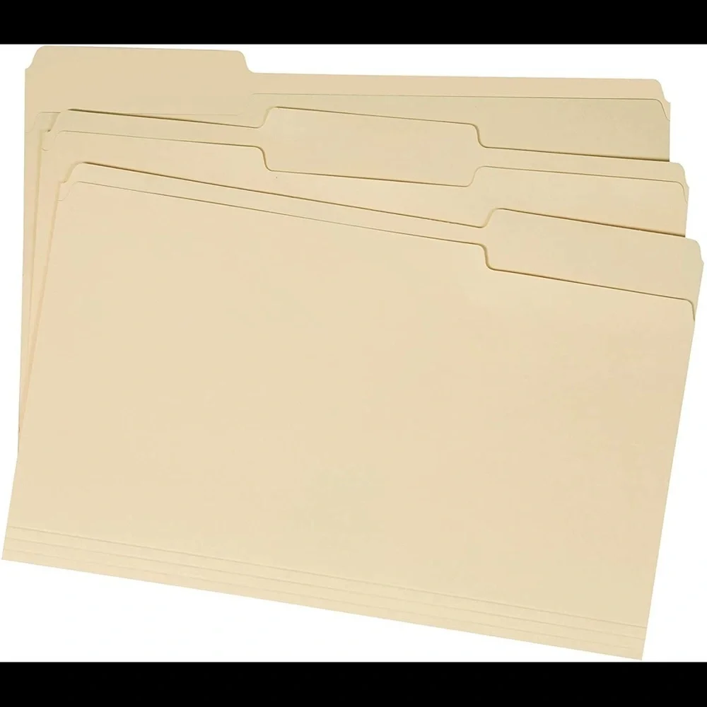 Beige File Folders - 1/3 Tab, Manila, Legal Size, 75-Pack